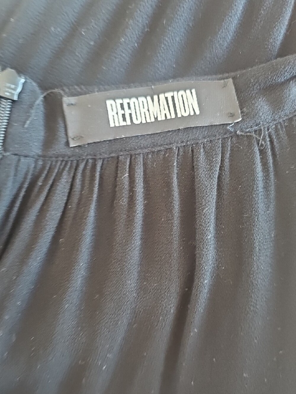 Reformation Black Midi Skirt with Soft Drape - Picture 3 of 4